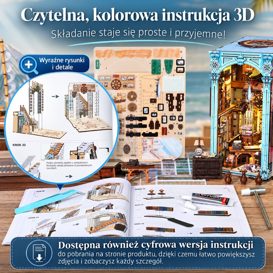 Hemingway House Minicity DIY Book Nook – Puzzle 3D Prezent – instrukcja krok po kroku