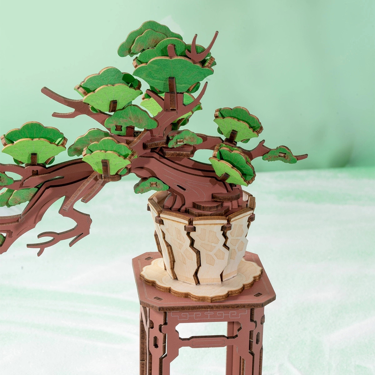 Dekoracyjna donica jak z ogrodu zen – Drewniany Zestaw Puzzle 3D - Bonsai | Rolife
