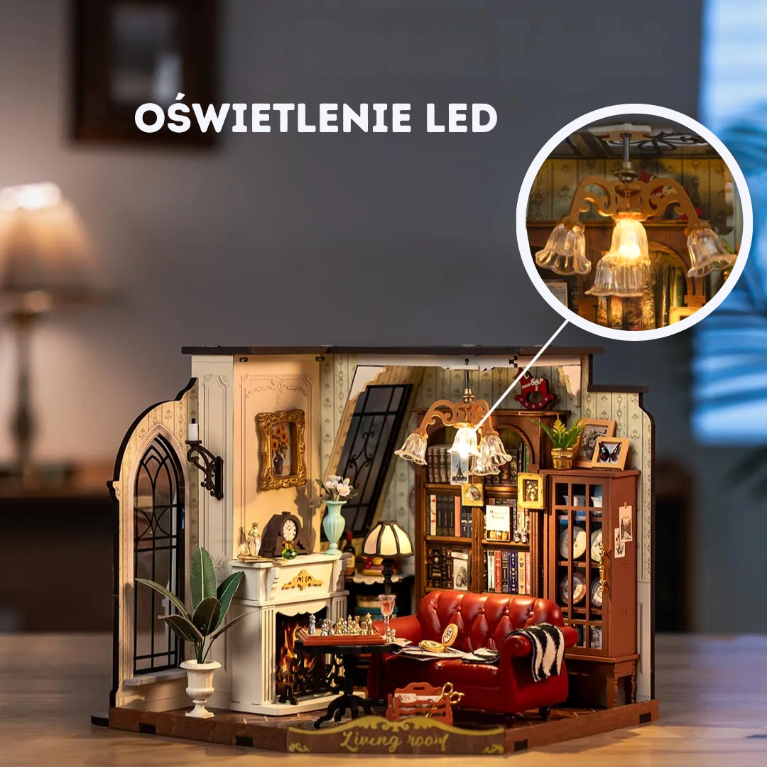 Mini Domek 3D - Salon | Rolife – oświetlenie LED po zmroku