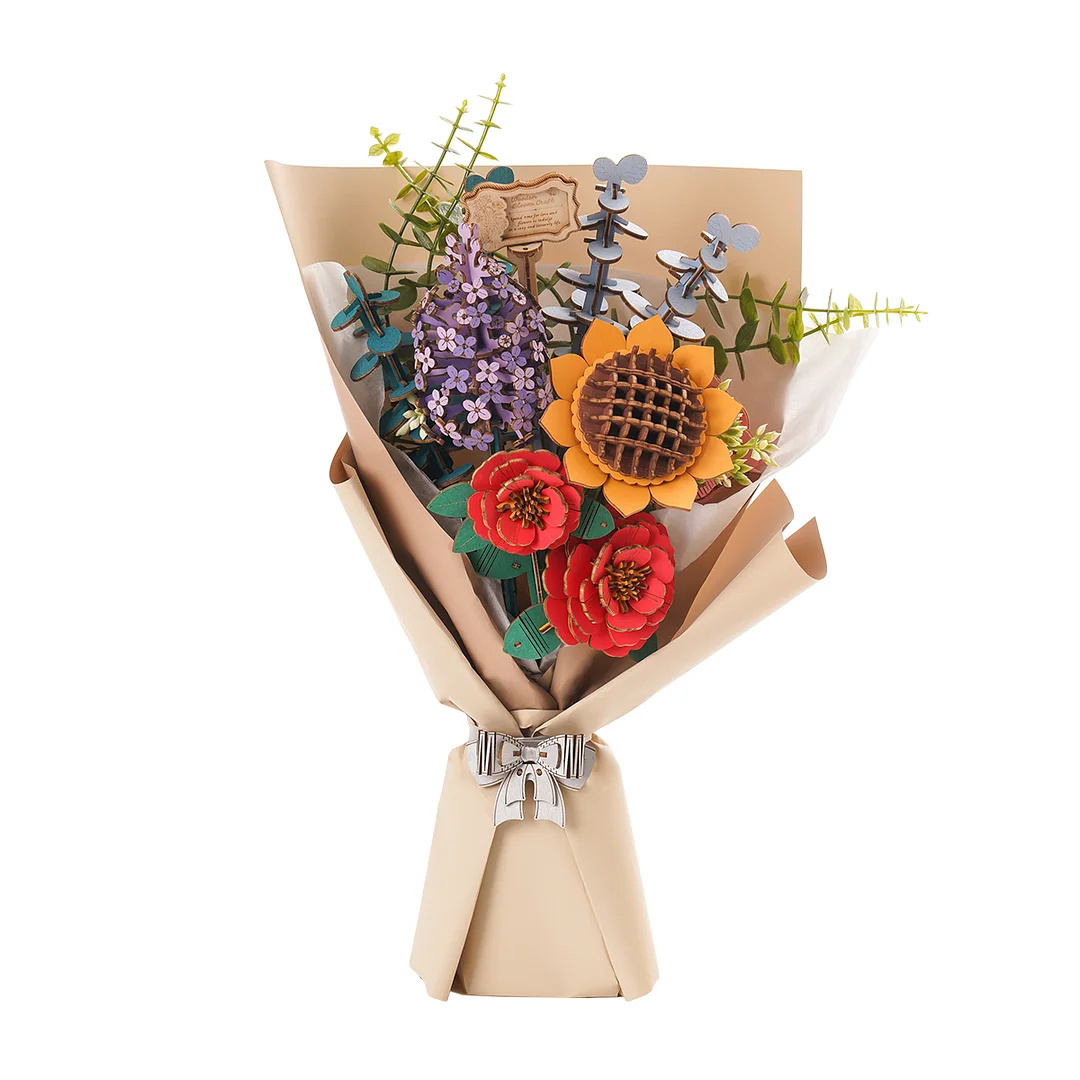 Drewniane Puzzle 3D Bukiet Kwiatów – Flower Bouquet | Model DIY Robotime – pomysł na prezent