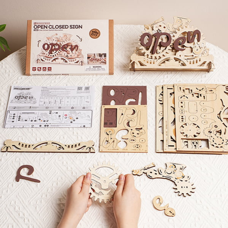 Drewniany Zestaw Puzzle 3D - Open/Closed | ROKR