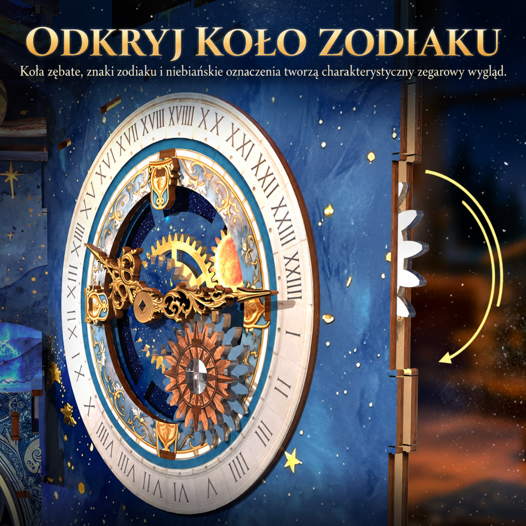 Astronomiczny zegar i planety – Stellar Castle – DIY Book Nook Minicity | Puzzle 3D Prezent