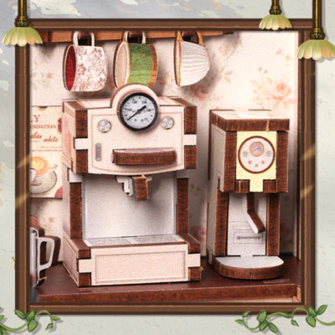 Retro witryna i rośliny – DIY Book Nook - Sunny Cafe | Cutebee