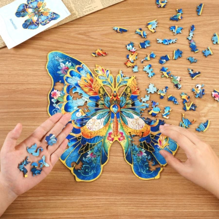 Motyl Morpho – Drewniane Puzzle Rowood 200 el., obraz DIY