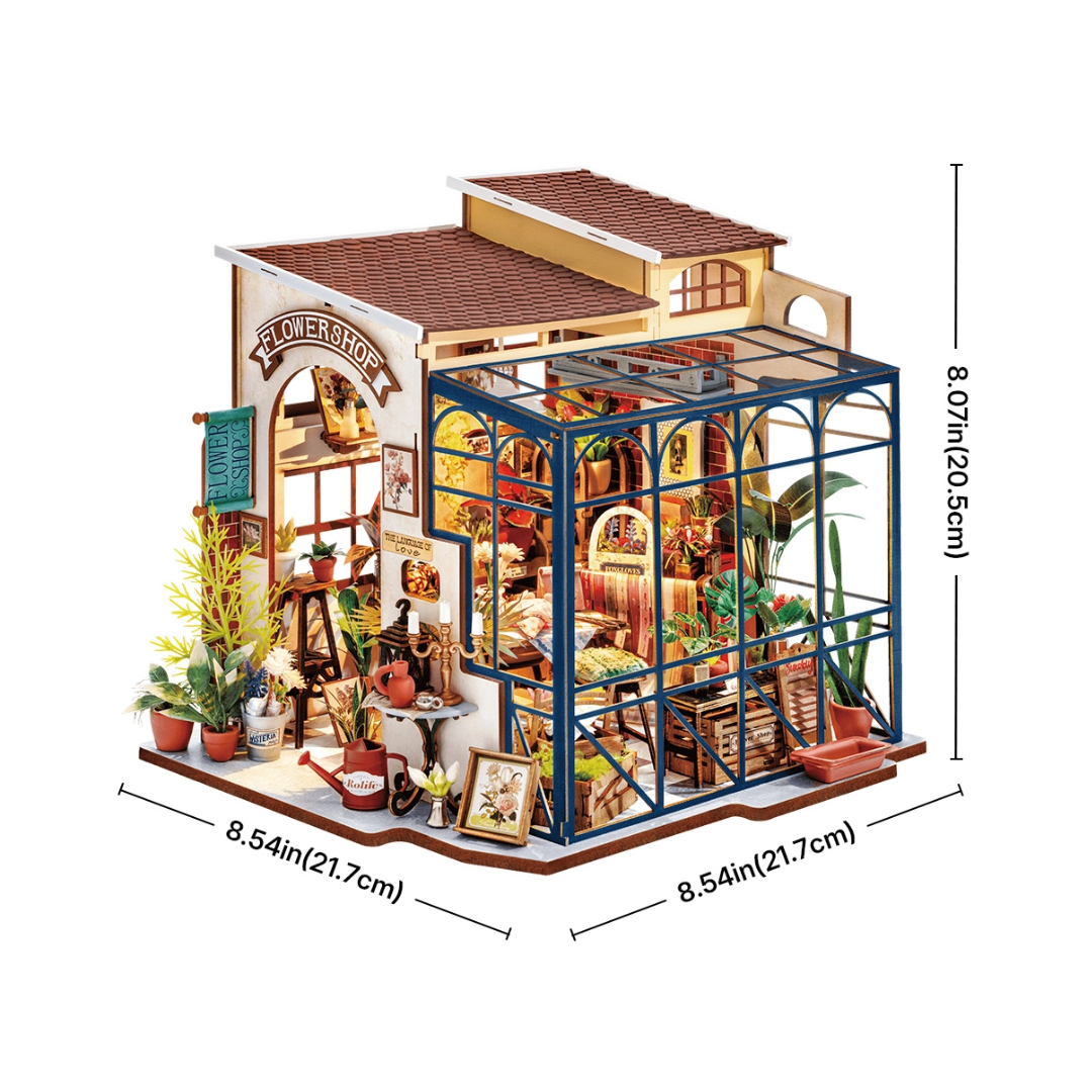 Mini Domek 3D - Emily's Flower Shop I Rolife – wymiary modelu
