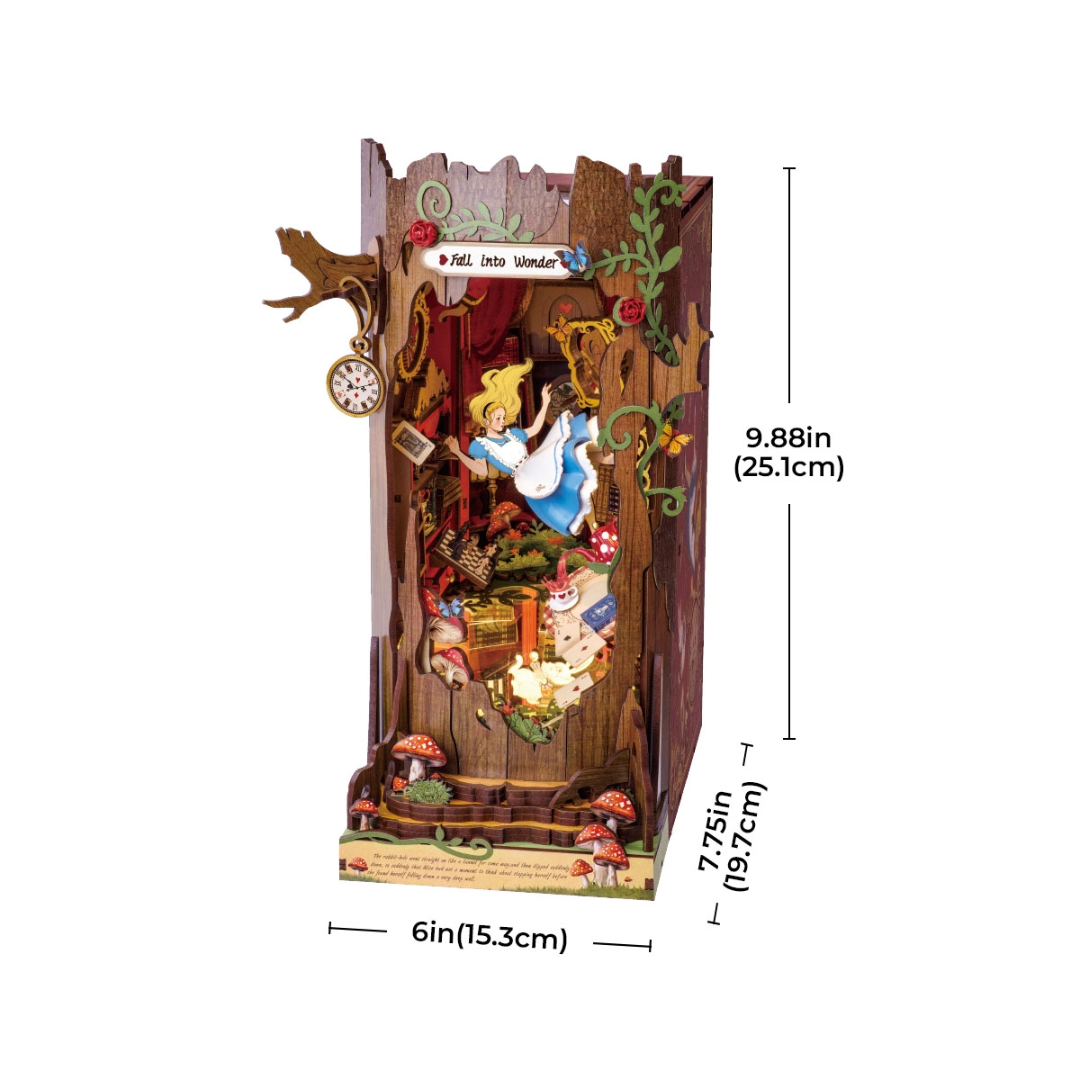 Alicja w Krainie Czarów Rolife DIY Book Nook – Miniaturowy Domek 3D – wymiary modelu