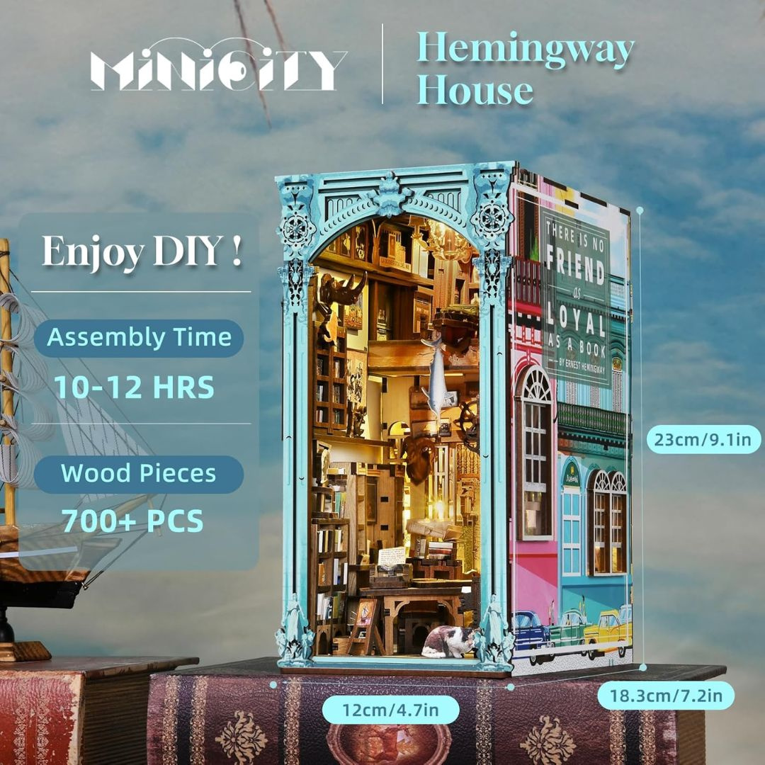 Hemingway House Minicity DIY Book Nook – Puzzle 3D Prezent – wymiary modelu