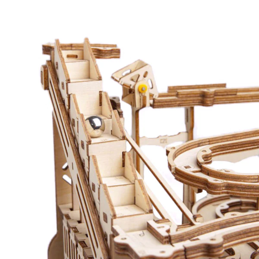 Schodkowa winda i przełącznik ścieżek – Drewniany Tor Dla Kulek Puzzle 3D - Marble Parkour | Robotime
