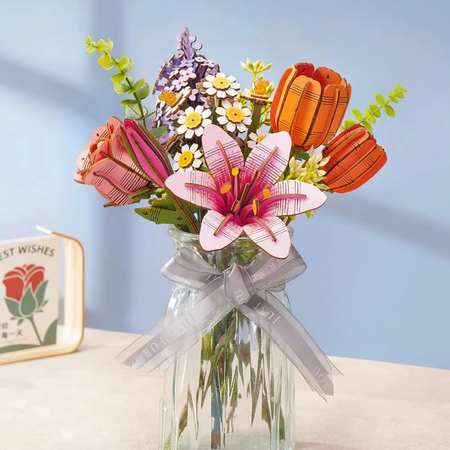 Drewniany Zestaw Puzzle 3D - Czerwony Goździk | Robotime