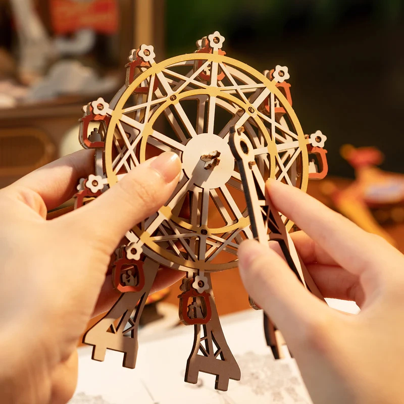 Drewniana konstrukcja pełna detali – Drewniany Zestaw Puzzle 3d - Diabelski Młyn | Robotime
