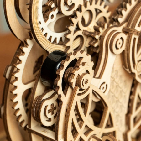 Drewniany zestaw puzzle 3d - Sowa Zegar | Robotime