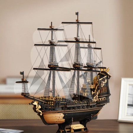 Drewniany Zestaw Puzzle 3D - Statek Piracki