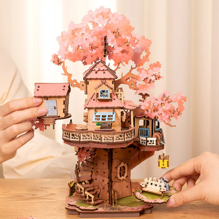 Drewniany Zestaw Puzzle 3D - Sakura Tree House | Rolife