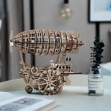 Sterowiec Vintage – Puzzle 3D Robotime, drewniany model DIY