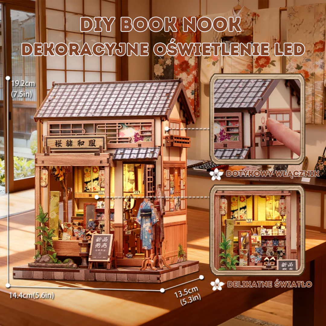 Sakura Kimono Shop – DIY Book Nook Puzzle 3D | CuteBee – wymiary modelu