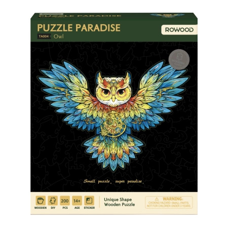 Sowa – Drewniane Puzzle Rowood 200 el., obraz do oprawienia