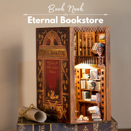 DIY Book Nook Zestaw Świąteczny – Eternal Bookstore | Cutebee Miniaturowy Domek