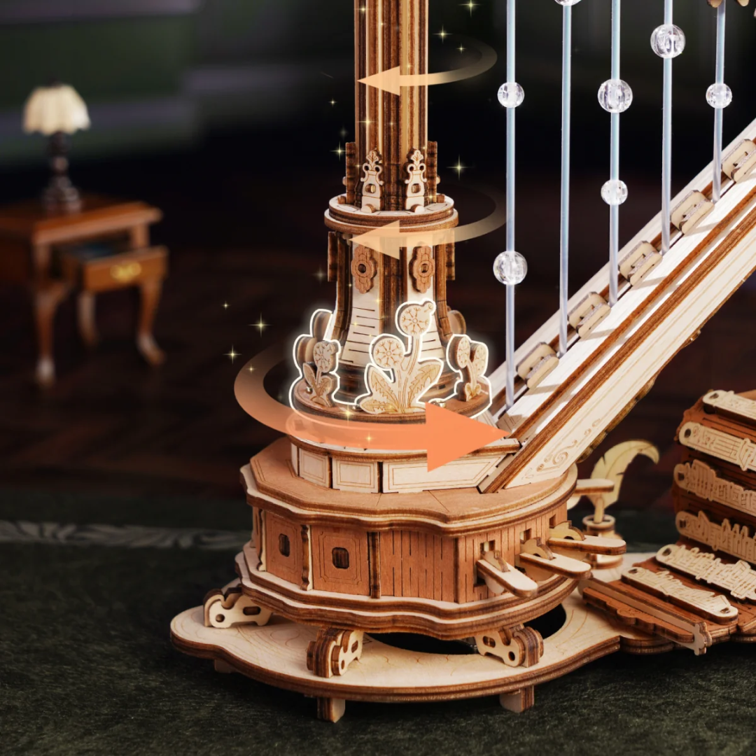 Melodia jako nagroda – Magic Harp – Puzzle 3D ROKR, mechaniczna szkatułka grająca z łabędziem