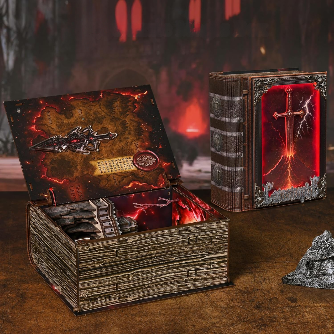 Sword of Fire – DIY Book Nook Minicity | Puzzle 3D Prezent – oświetlenie LED po zmroku