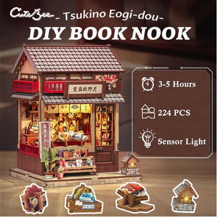 DIY Book Nook - Tradycyjna Japońska Sklepik z lalkami Kokeshi | Cutebee