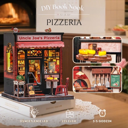 Pizzeria – miniaturowy Book Nook jako dekoracja półki