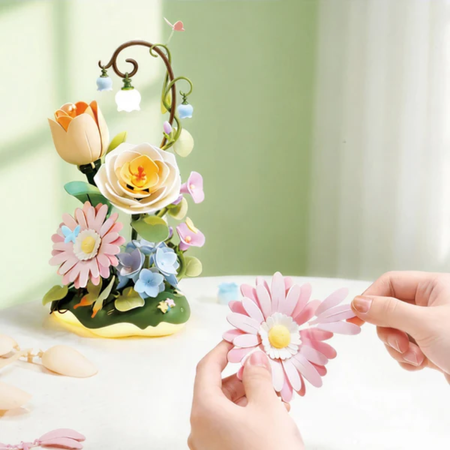 Garden Ramble – Puzzle 3D ROKR, bukiet kwiatów z LED (206 el.)