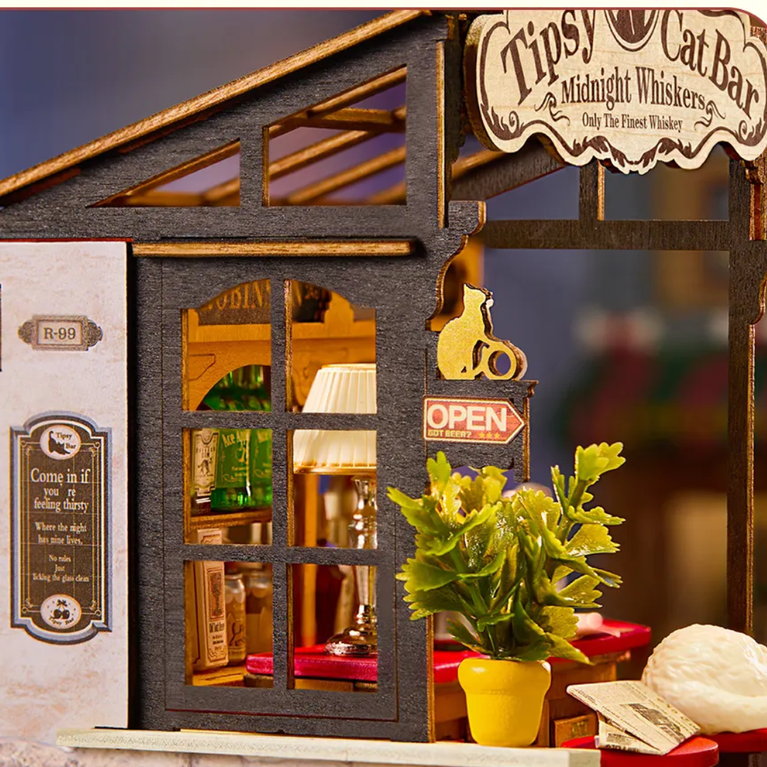 Mini Domek 3D - Tipsy Cat Bar | Rolife – oświetlenie LED po zmroku