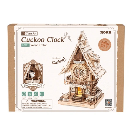 Drewniany Zestaw Puzzle 3D - Zegar Cuckoo Clock | ROKR
