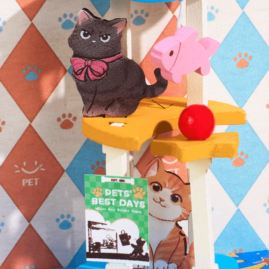 Okienko w kształcie kota – Pawfect Pet Shop | Rolife – DIY Miniaturowy Domek Puzzle 3D