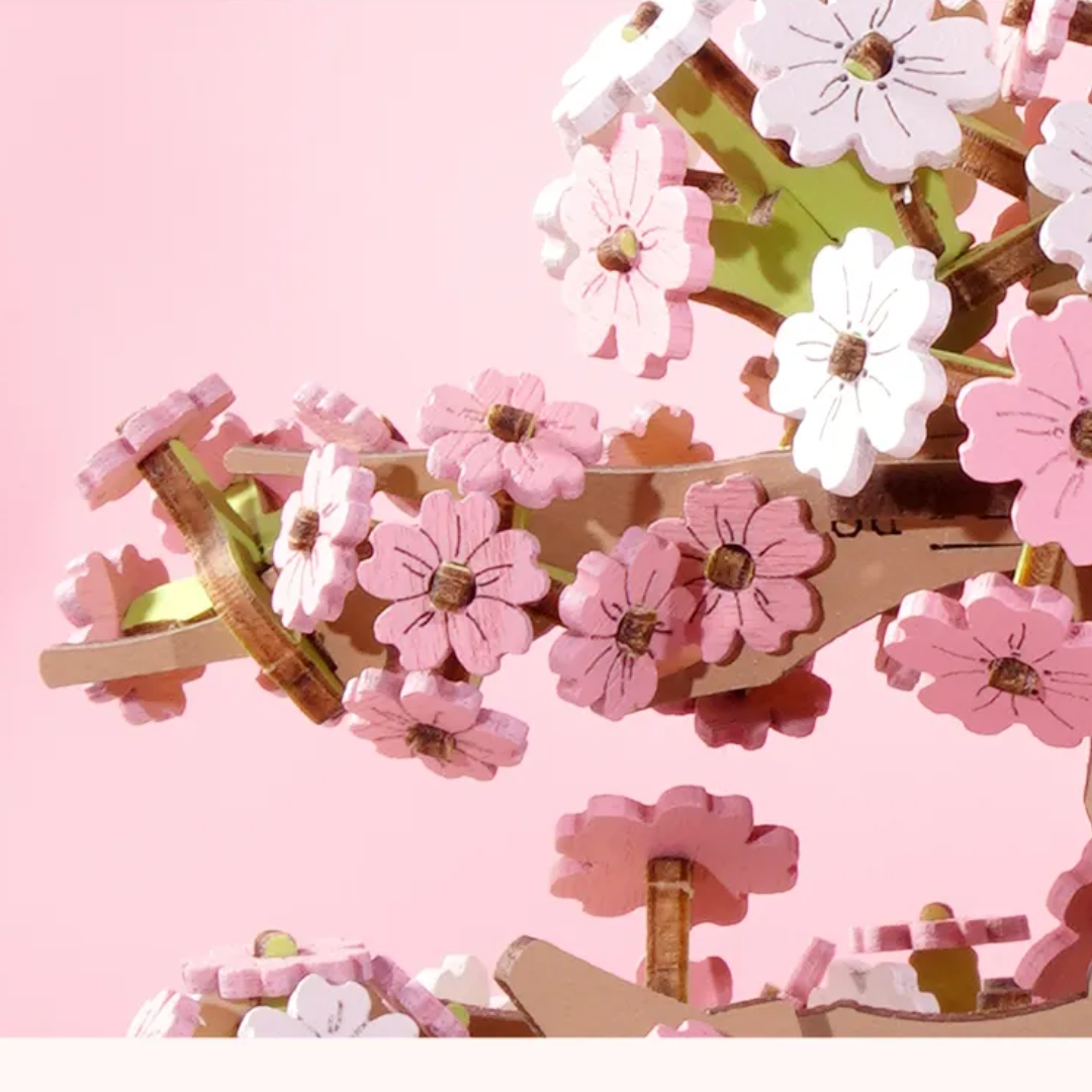 Gałązki budowane krok po kroku – Drewniany Zestaw Puzzle 3D - Sakura Bonsai | Robotime