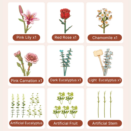 Drewniany Zestaw Puzzle 3D - Wooden Flower Basket | Robotime