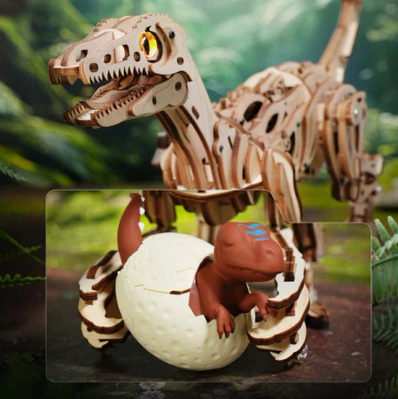 Drewniany Zestaw Puzzle 3D - Welociraptor | Rokr prezent drewniana układanka