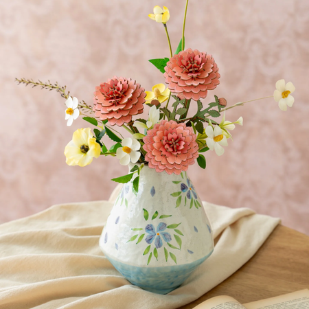 Pink Dahlia – Puzzle 3D Rowood, drewniana dalia w wazonie