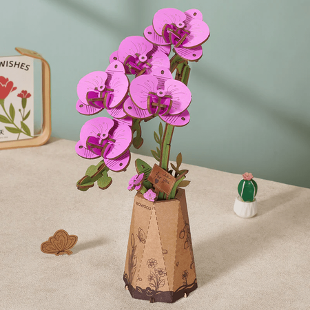 Orchidea Storczyk – Puzzle 3D Rowood, kwiat DIY, nie więdnie