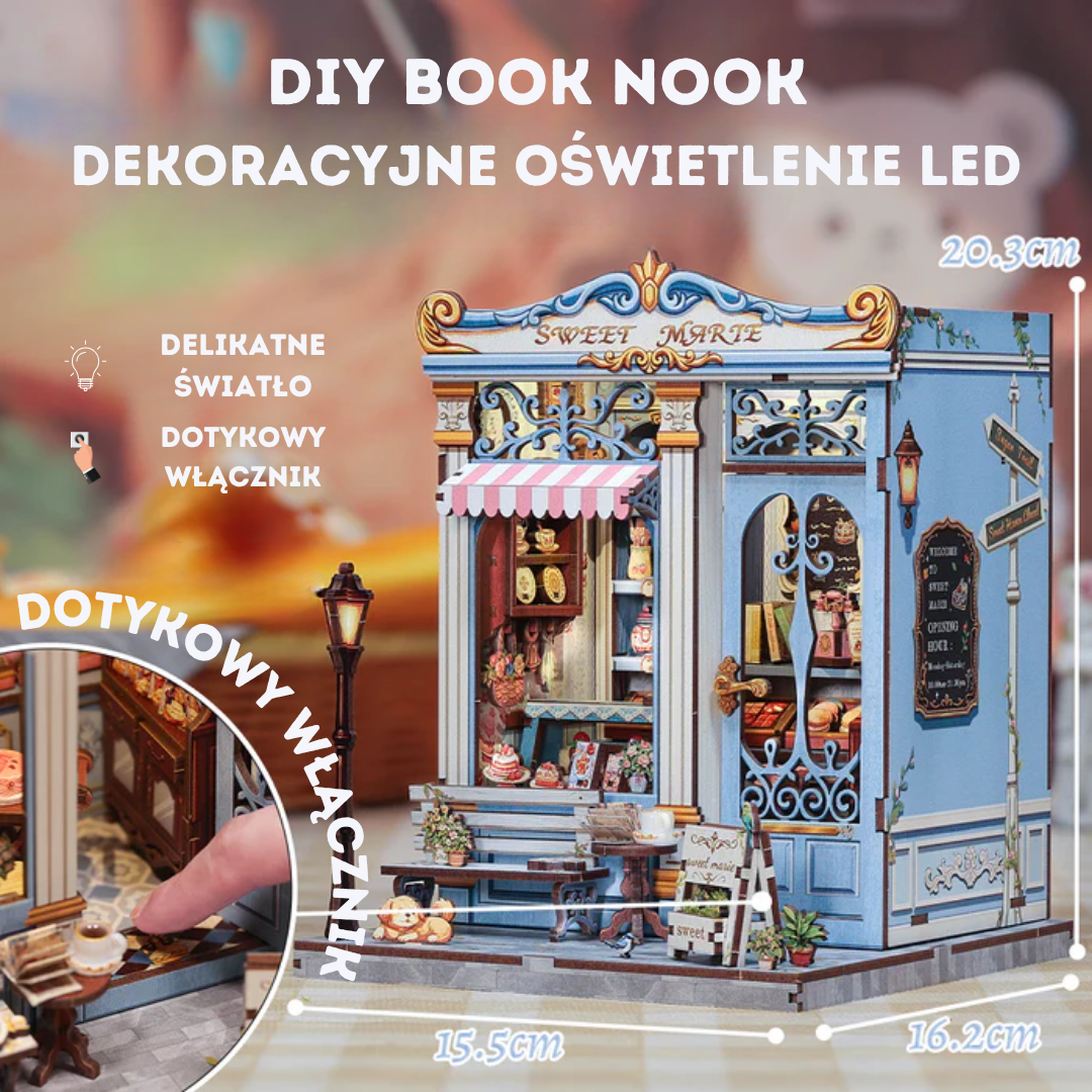 DIY Book Nook - Cukiernia Sweet Marie | Cutebee – wymiary modelu