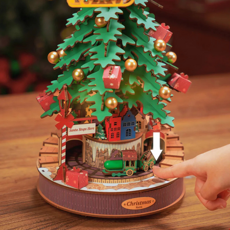 Świąteczna Choinka z Pozytywką i LED – Puzzle 3D Rolife (319 el.)