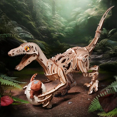 Drewniany Zestaw Puzzle 3D - Welociraptor | Rokr prezent drewniana układanka