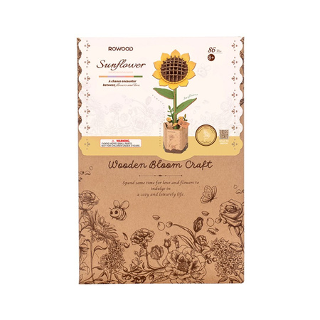 Słonecznika – Puzzle 3D Rowood, drewniany kwiat DIY Rolife