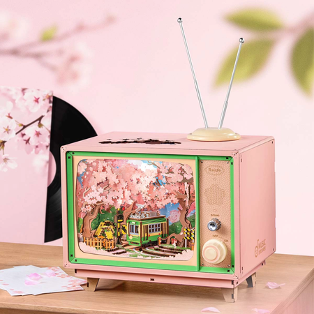 Sakura Dream Tour – Puzzle 3D Rolife, pozytywka retro TV (283 el.)
