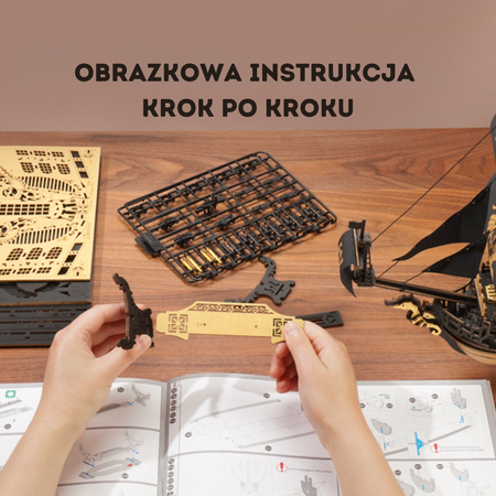 Drewniany Zestaw Puzzle 3D - Statek Piracki