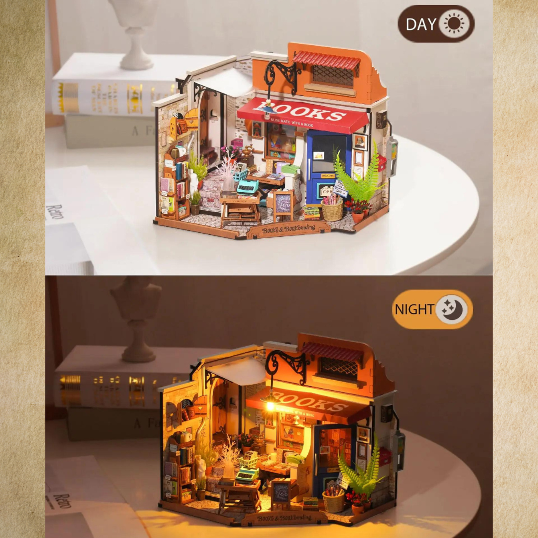 Mini Domek 3d - Księgarnia Corner Bookstore | Rolife – oświetlenie LED po zmroku