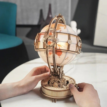 Świecący Globus z Lupą – Puzzle 3D ROKR, lampka LED (180 el.)
