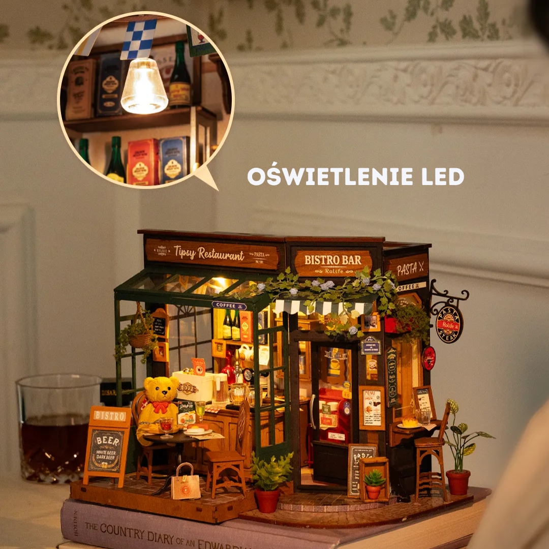 DIY Mini Domek 3d - Restauracja Tipsy | Rolife – oświetlenie LED po zmroku