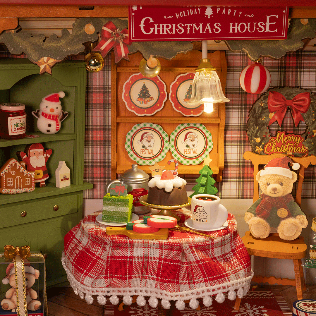 Mini Domek 3D - Christmas Eve Party | Rolife – oświetlenie LED po zmroku