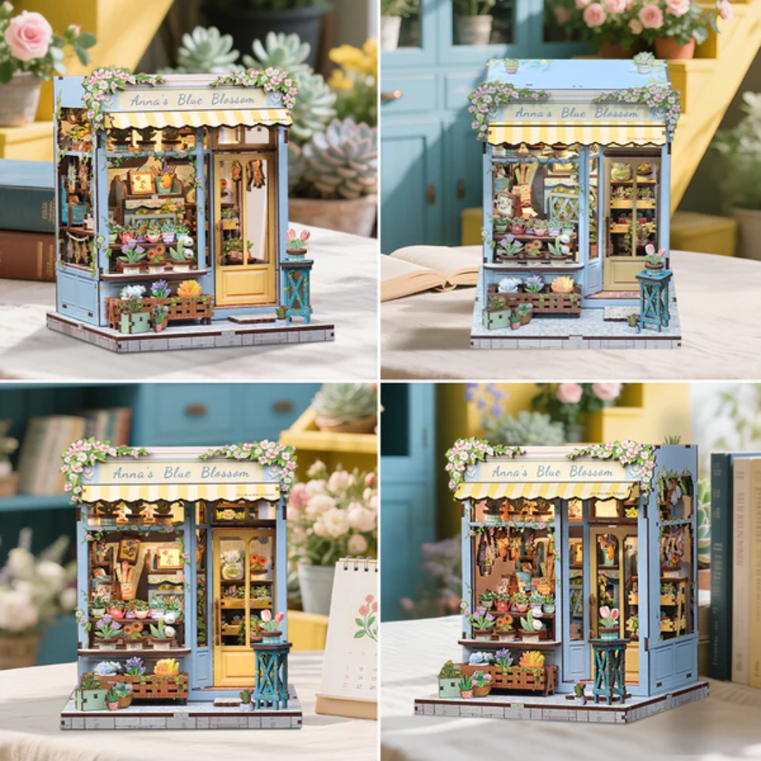 DIY Book Nook - Błękitna Kwiaciarnia Anny | Cutebee – oświetlenie LED po zmroku