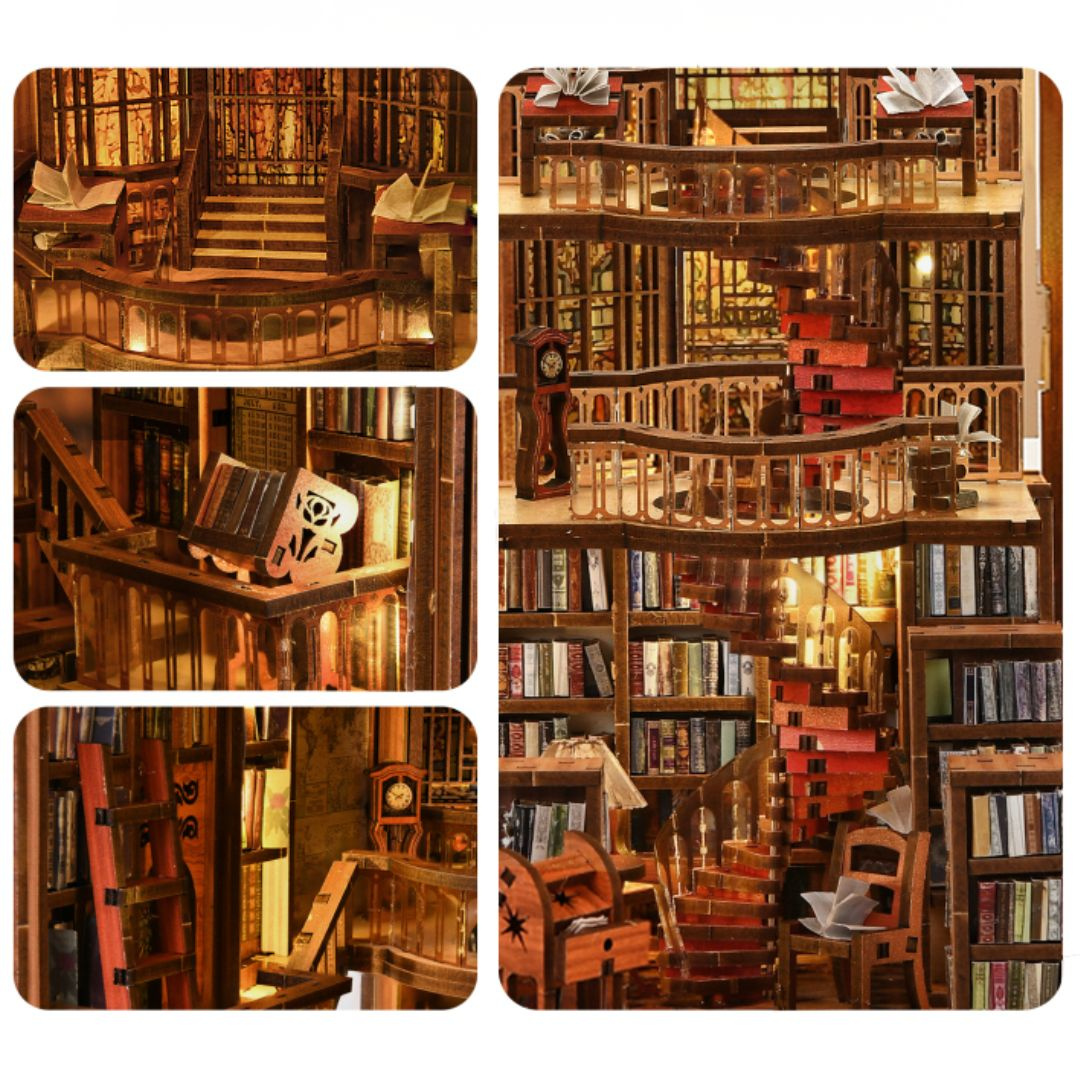 Regały pełne ksiąg – Abbey Library Minicity DIY Book Nook – Puzzle 3D Prezent