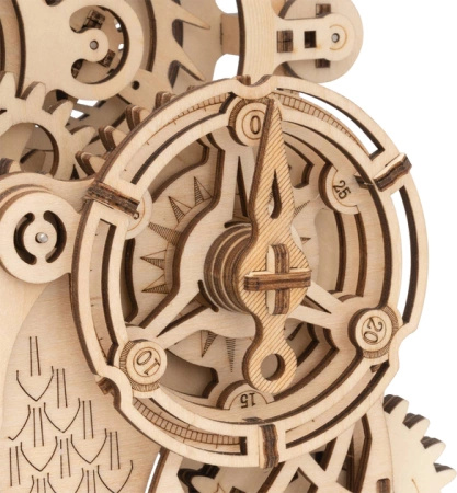Drewniany zestaw puzzle 3d - Sowa Zegar | Robotime