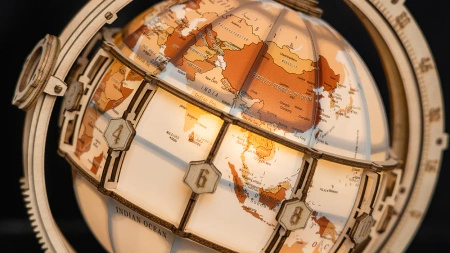 Drewniany Zestaw Puzzle 3D - Globus | ROKR prezent drewniana układanka