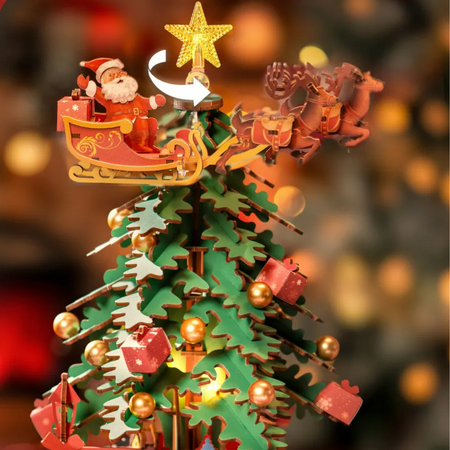 Świąteczna Choinka z Pozytywką i LED – Puzzle 3D Rolife (319 el.)