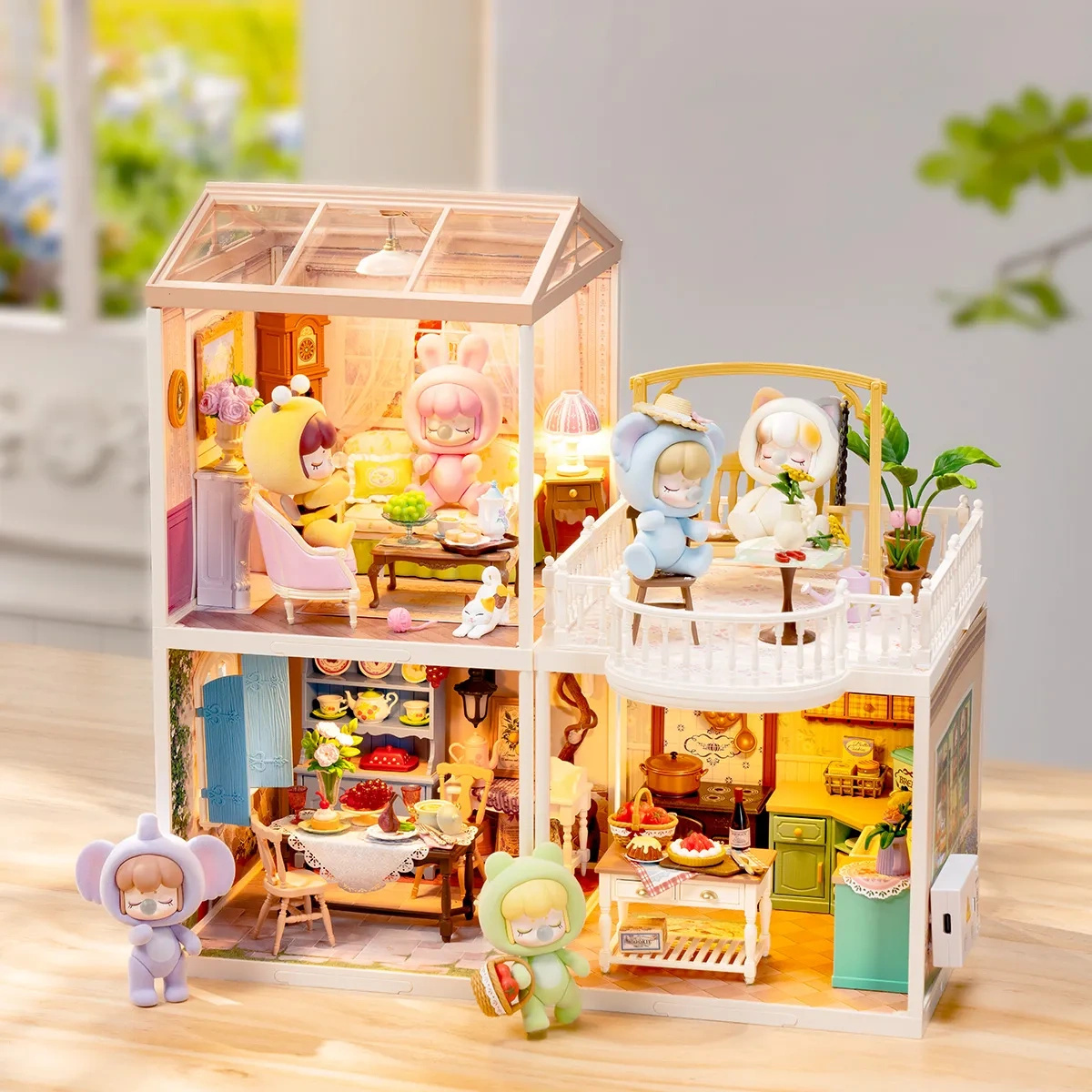 Mini Domek 3D - Holiday Tea Time | Rolife – oświetlenie LED po zmroku